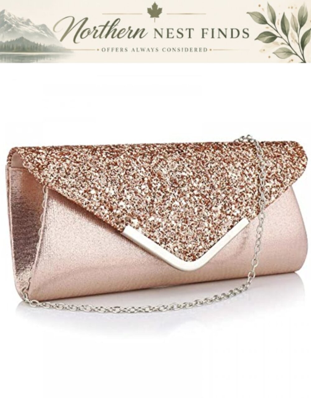 Glitter Clutch Purse Detachable Chain Evening Crossbody Bag
